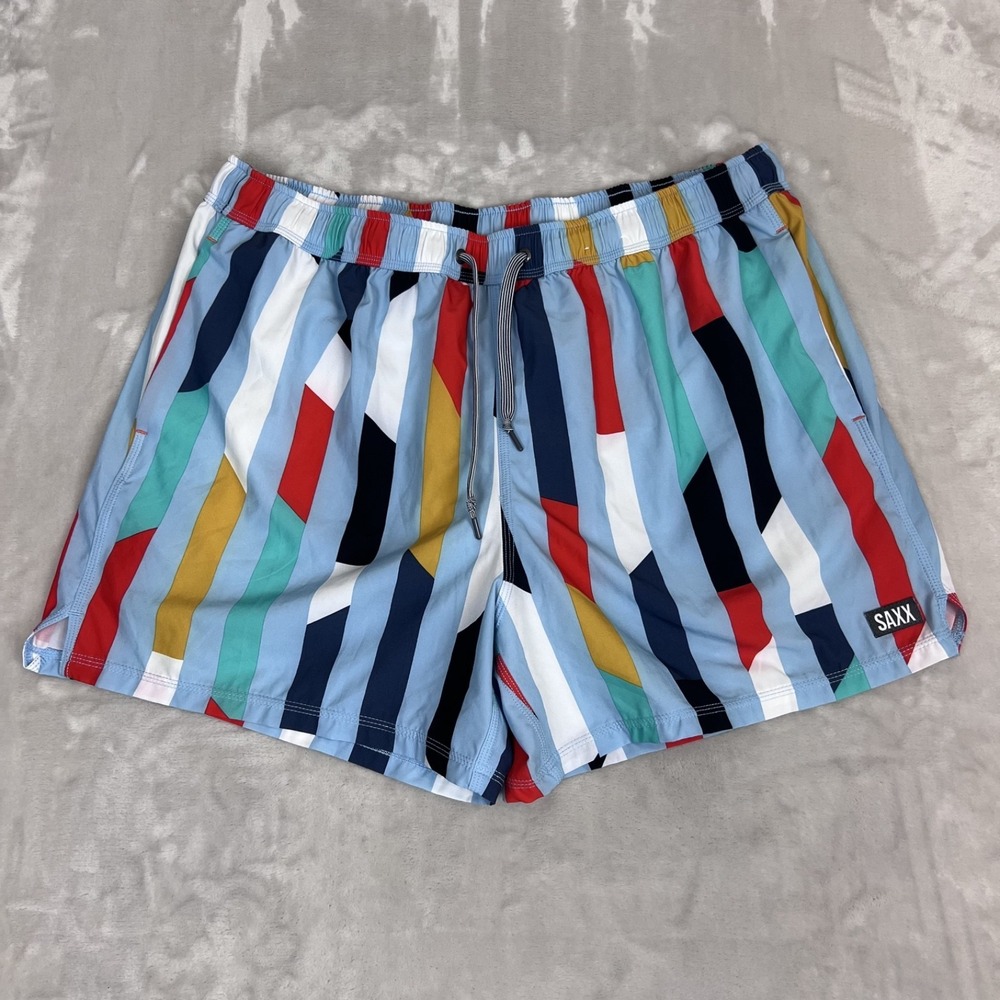 Saxx Swim‎ Shorts Mens XXL Oh Buoy 2N1 Volley Ballpark Pouch Lined 5" Beach Surf